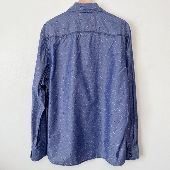 Robert Graham  Mens XL Tailored Fit Botanic Ditsy Blue Button Shirt - Picture 14 of 14